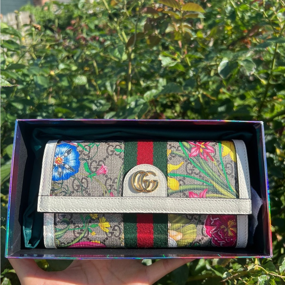 Gucci Multicolor Floral Wallet with GG Monogram Spring Edition - Picture 3 of 13